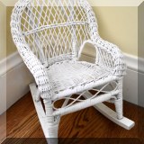 Y07. White wicker doll's rocking chair 14”h x 10” x 12” - $12 